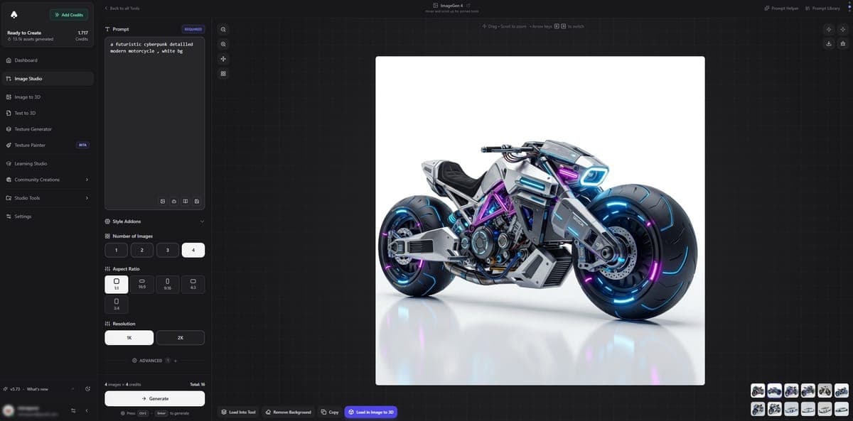 Generated futuristic motorcycle