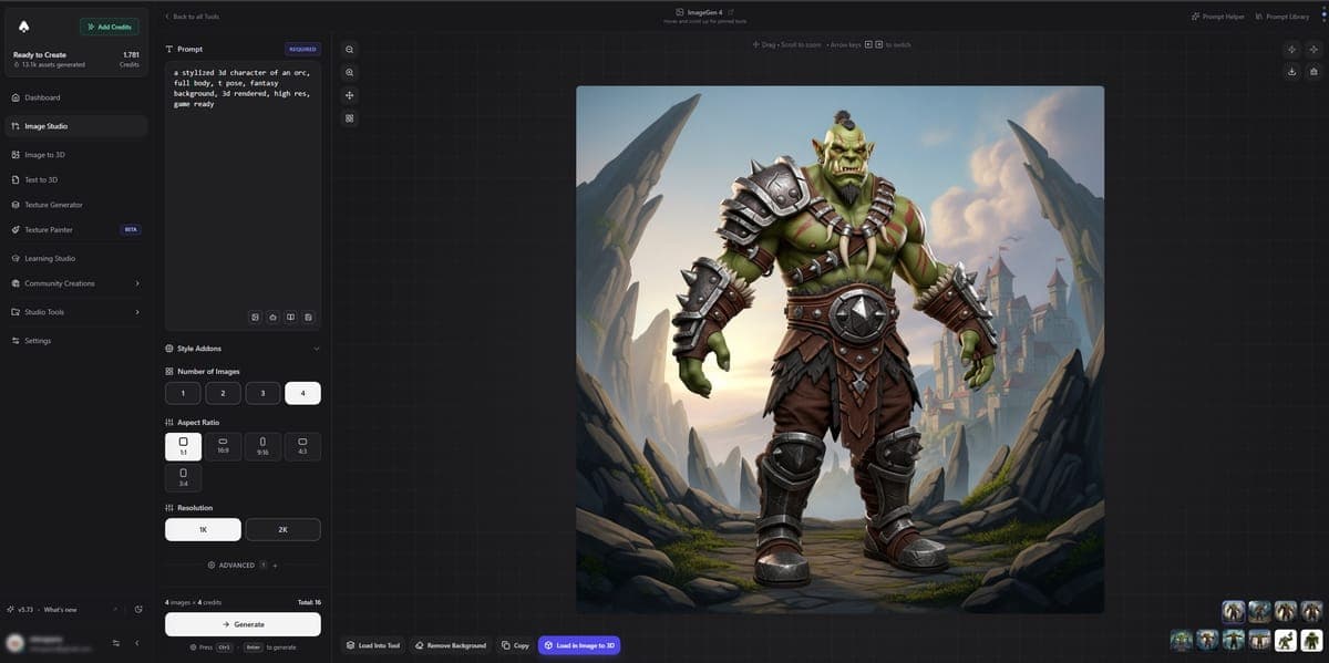 Generated orc character