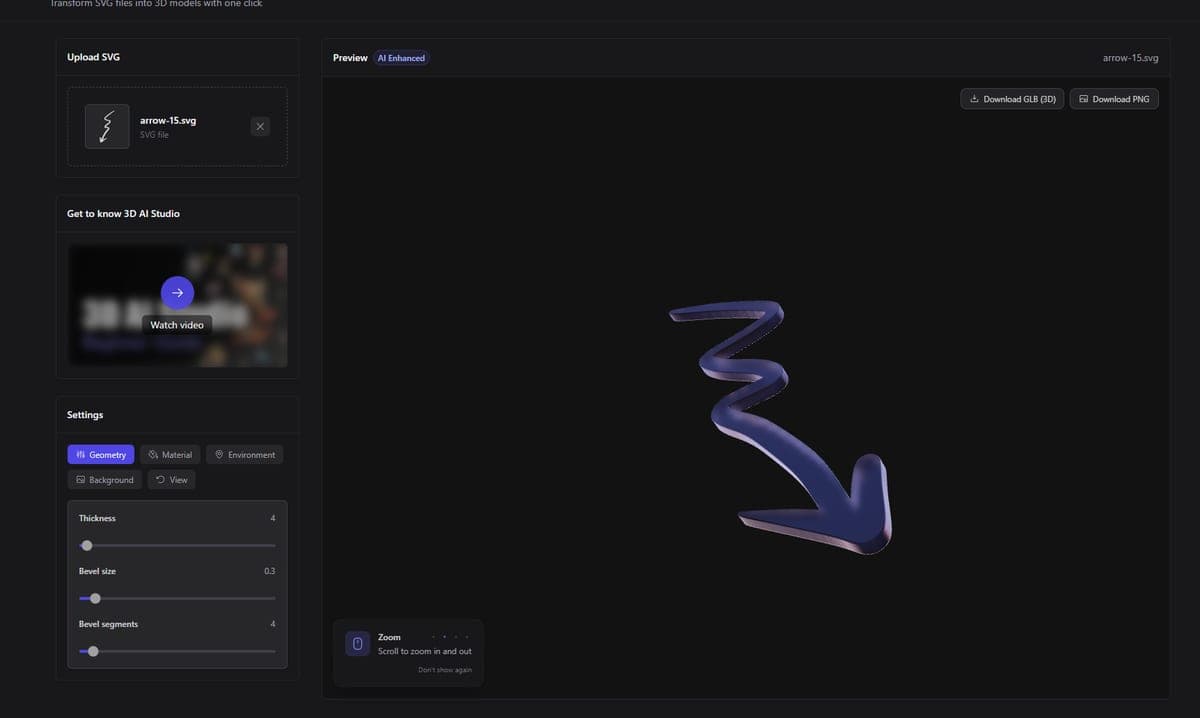 Loaded SVG with 3D preview