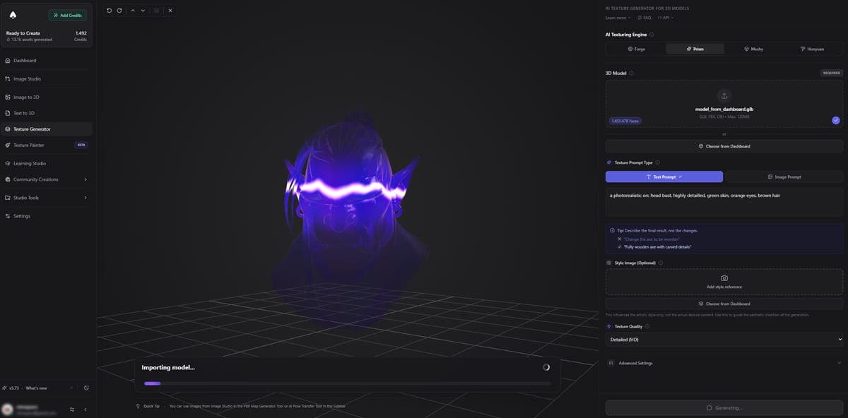 Texture generation in progress