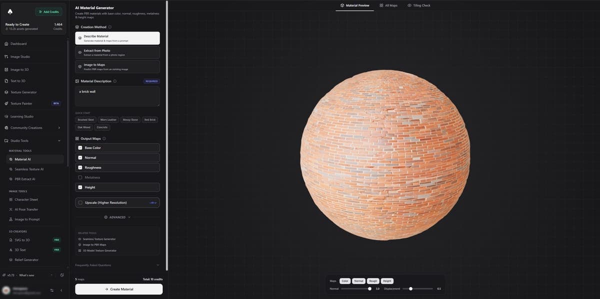 Complete material result with all PBR maps