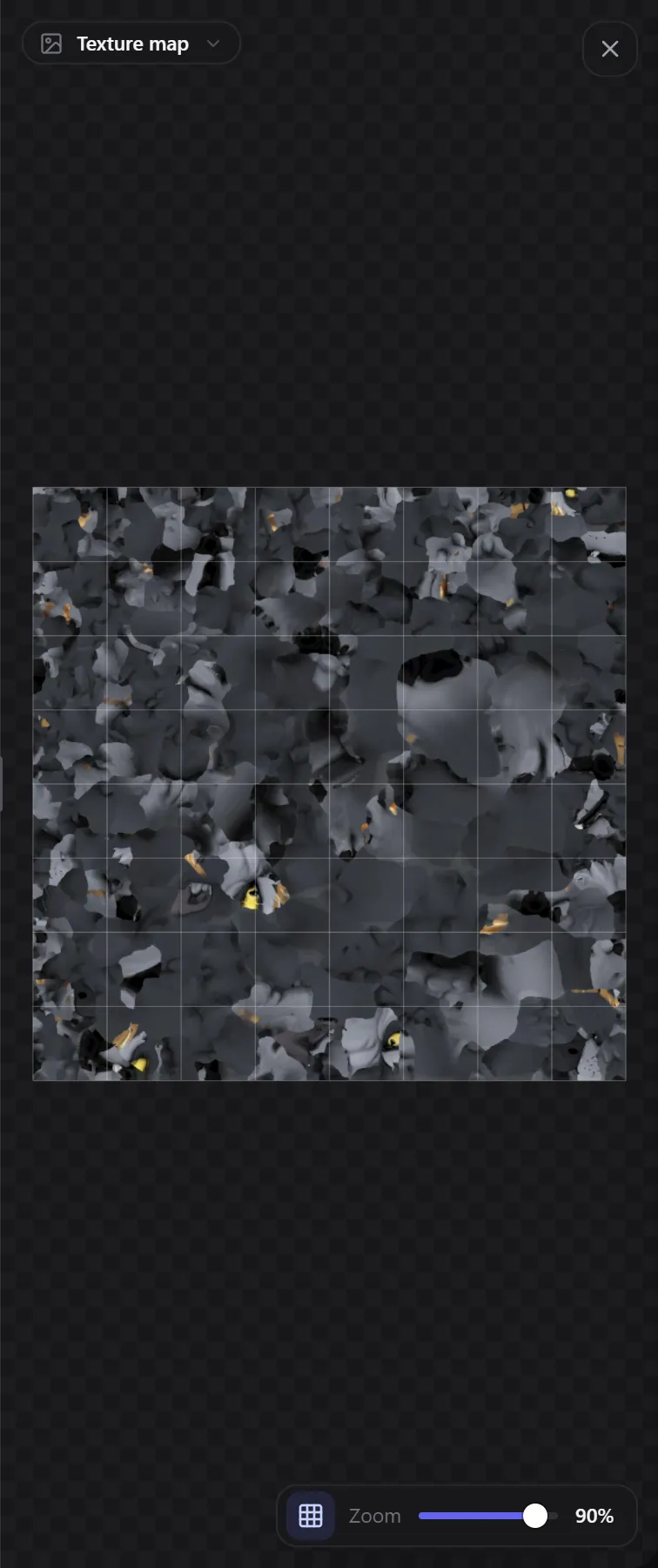 The unfolded texture map with the UV grid