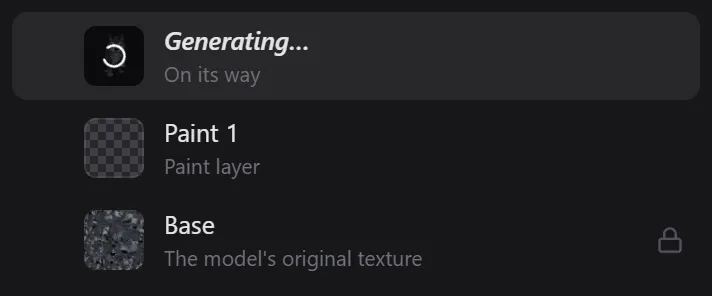 A layer row with Generating and On its way at the top of the layer list