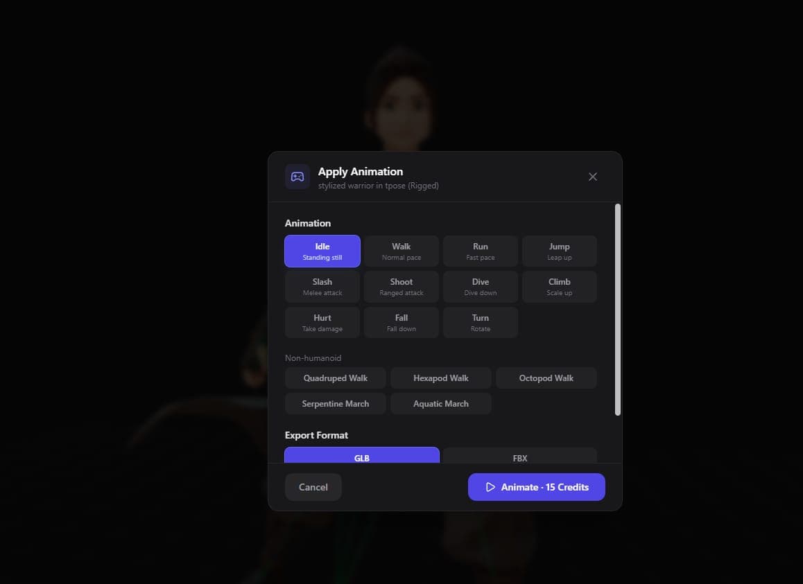 Animation presets grid