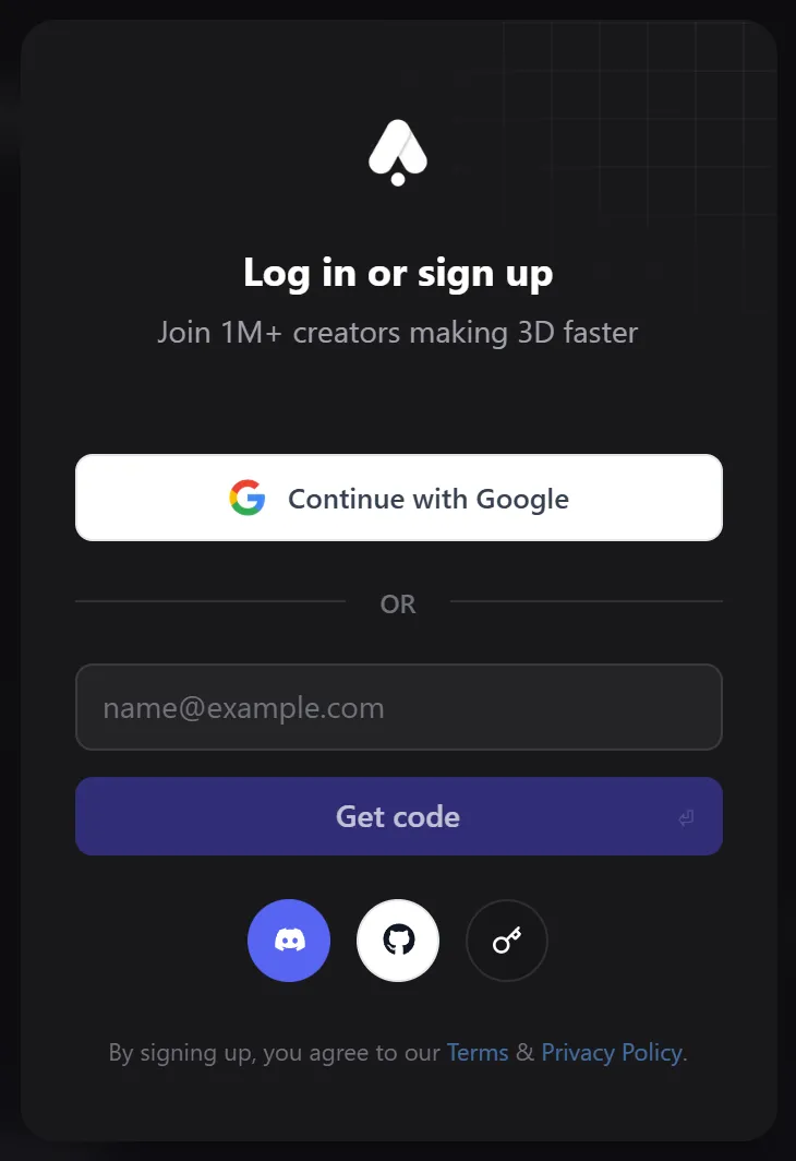 The Log in or sign up dialog with Google, email and other sign-in options