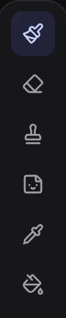 The tool rail with six tool icons