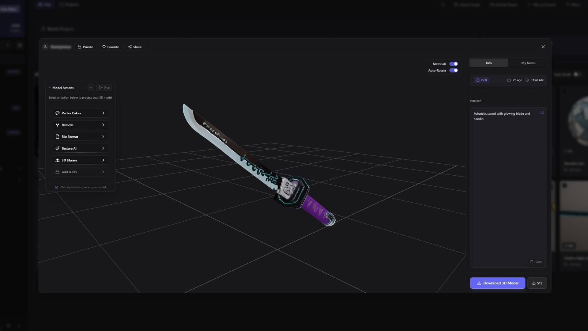 3D viewer interface with comprehensive model inspection tools