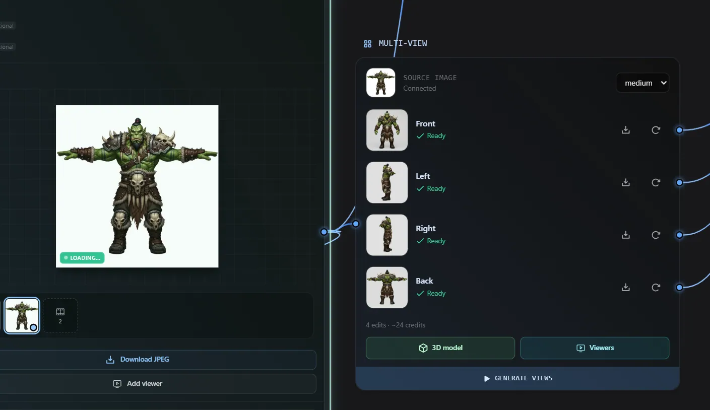 The Images node holding several pictures, each with its own output handle