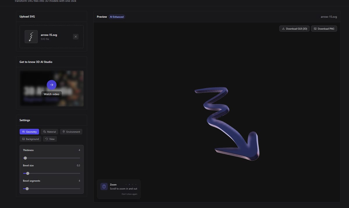 Loaded SVG with 3D preview