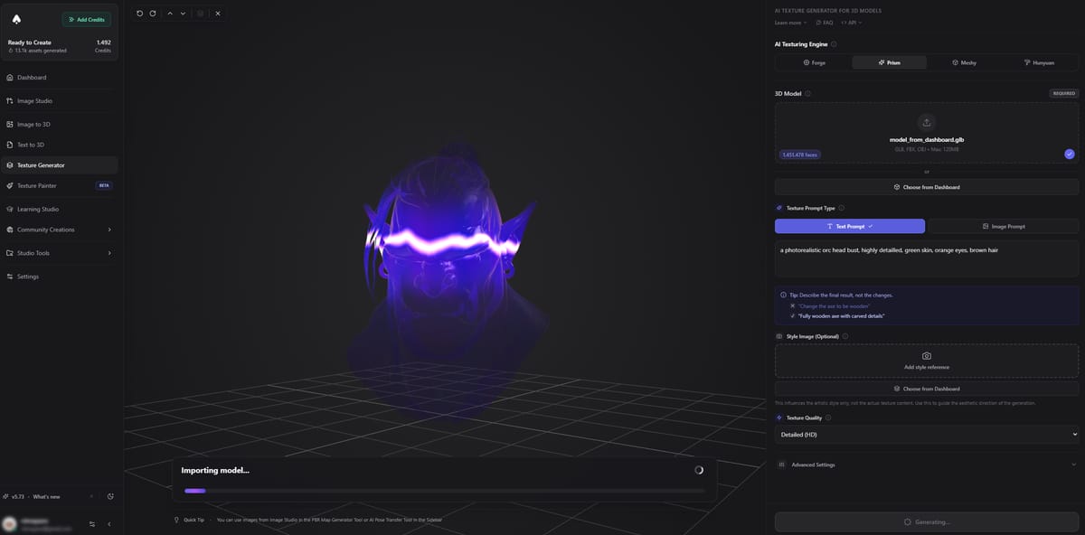 Texture generation in progress