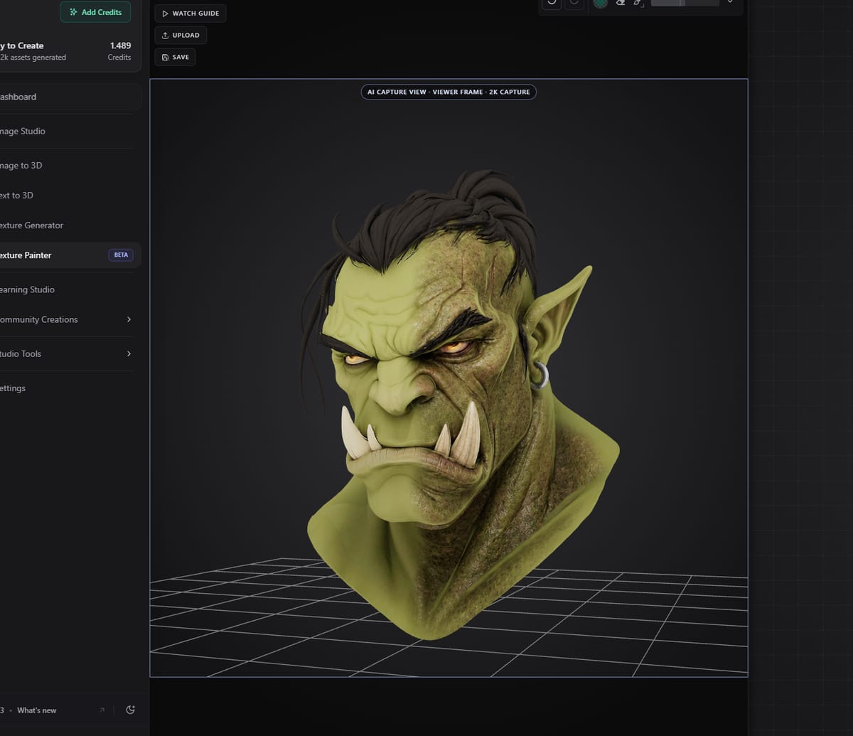 Model mid-painting with partial texture coverage