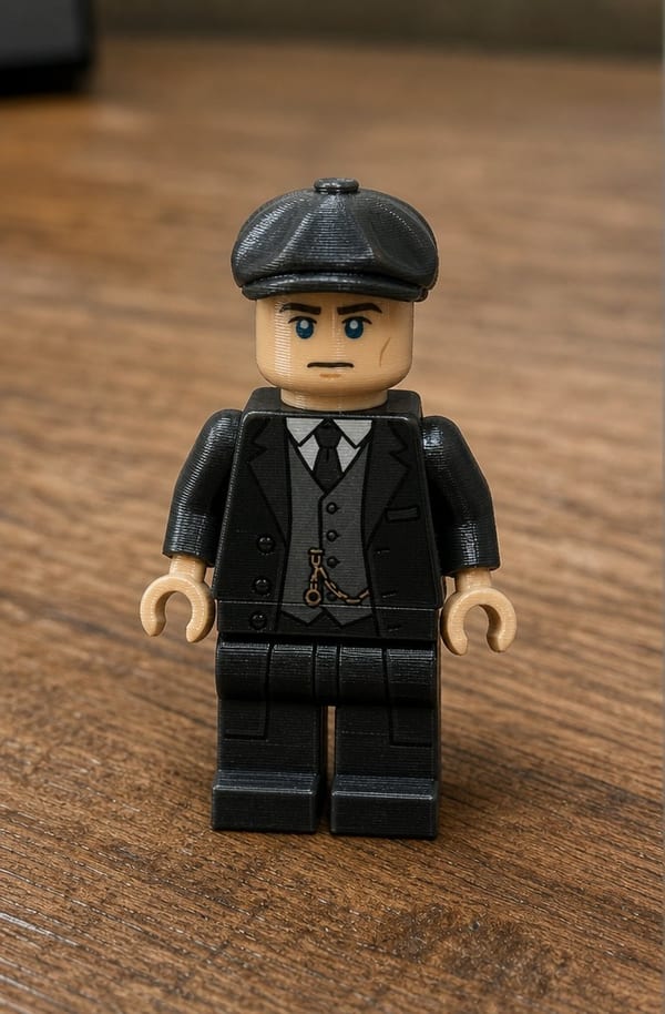 3D printed LEGO figurine made from AI-generated model