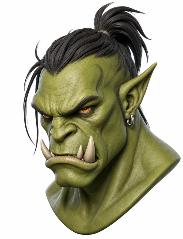 Orc sketch rendered into detailed 3D character by AI
