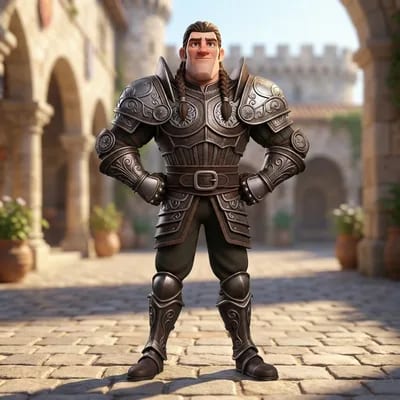 Warrior character concept art as input for Image to 3D