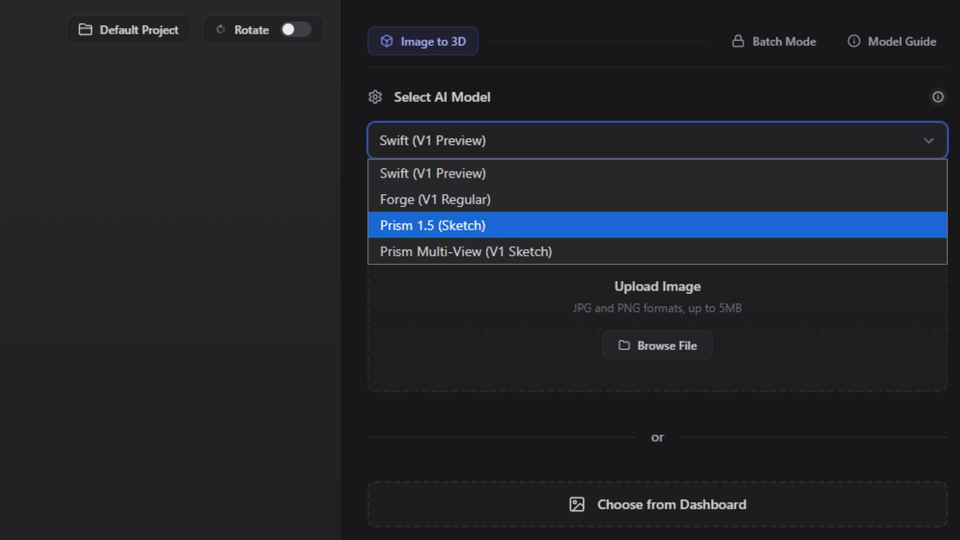 Single-image upload area with drag-and-drop highlight