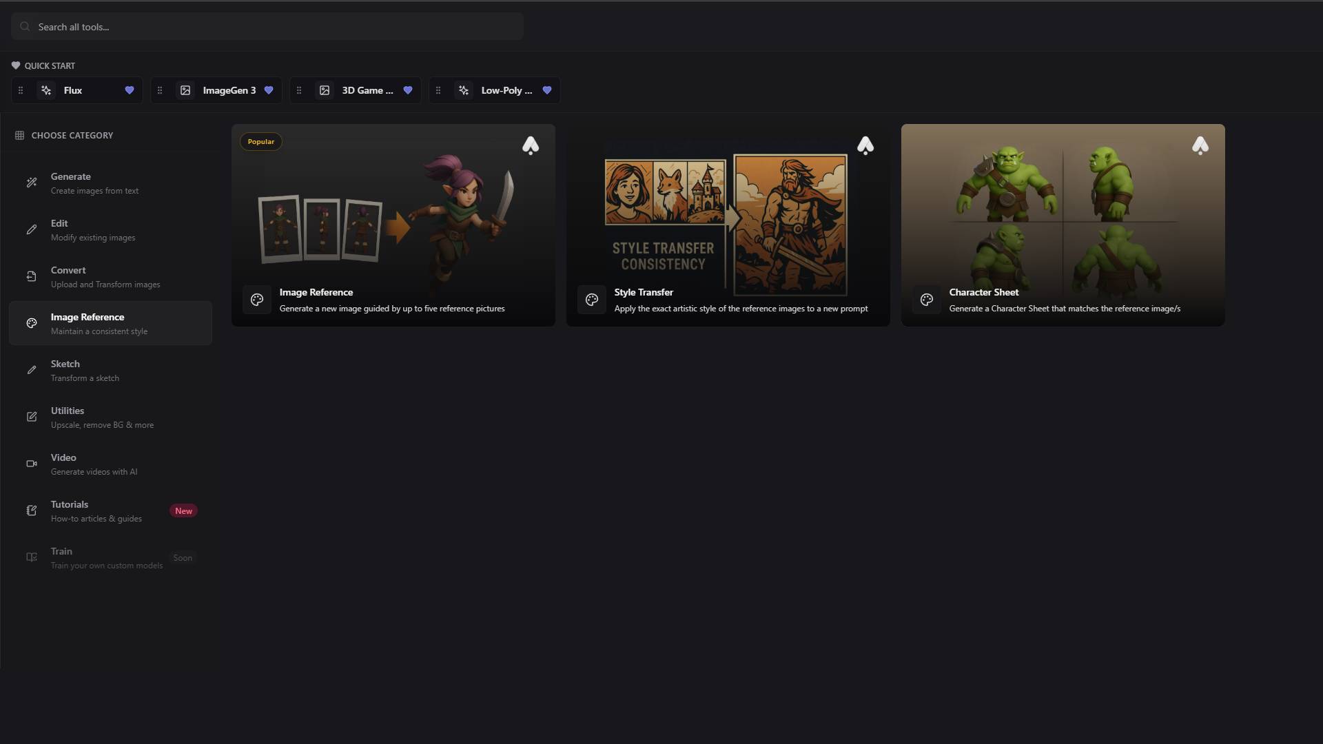 Image Reference interface showing multiple reference image upload slots