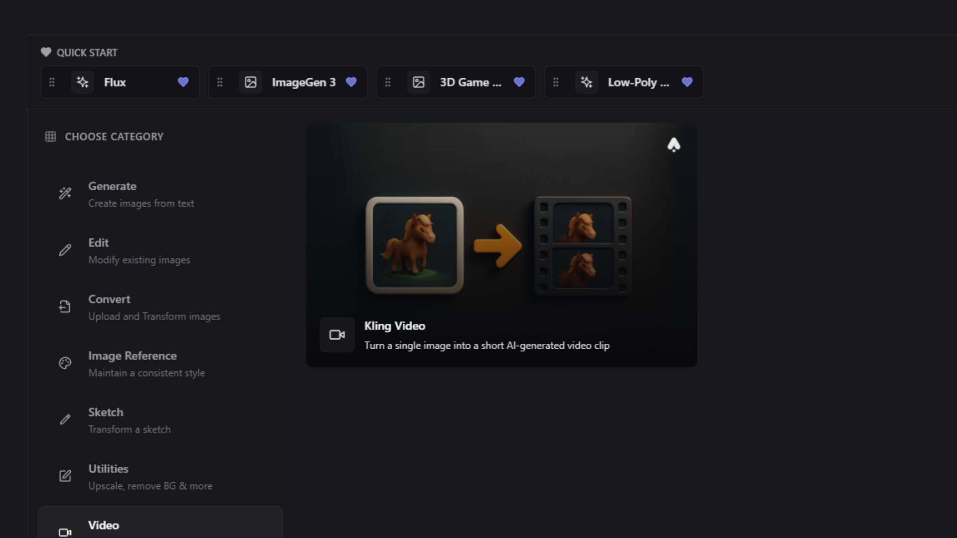 Video generation interface showing static image input and motion controls