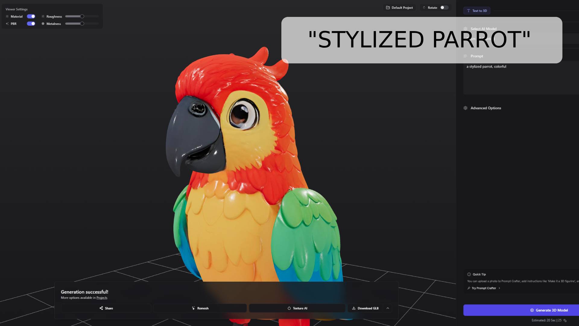 Text to 3D workflow demonstration - creating 3D models from text descriptions