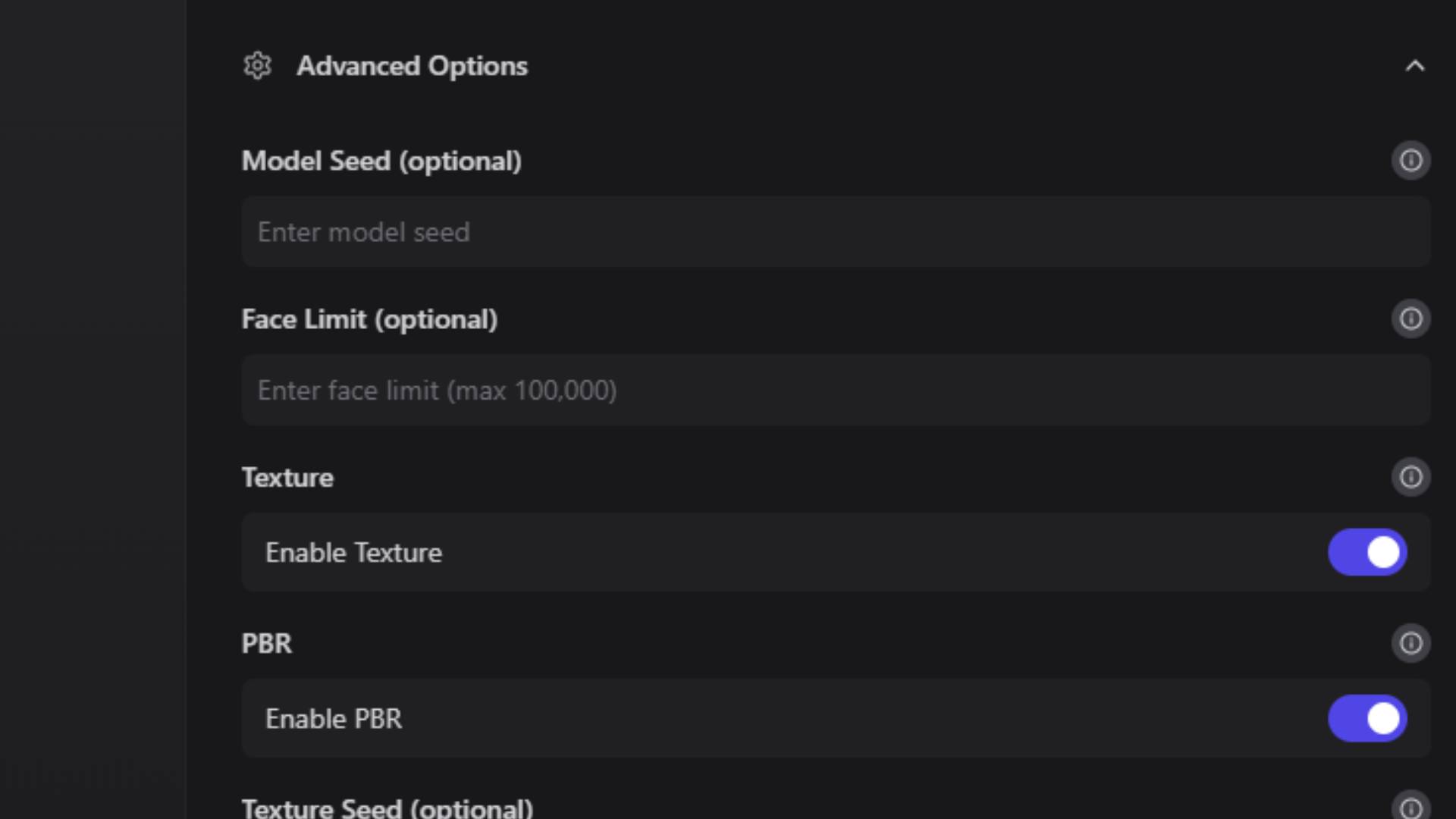 Swift model prompt input interface and configuration options