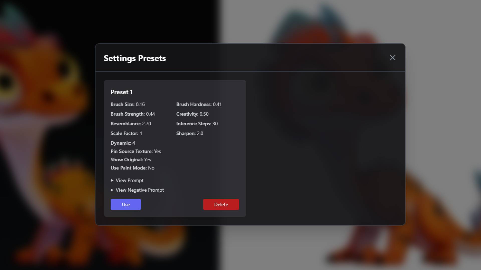 Paint Preview area showing generated texture content and brush application